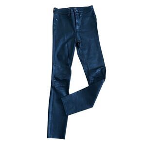 Veronica Beard Kate Mid-rise 100% Leather Cigarette Jeans Pants Black Size 26